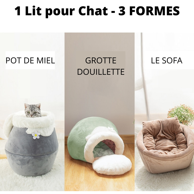 CatSitter, le Confort pour Chat - Grotte douillette Coussin-Lit pliable 3 en 1