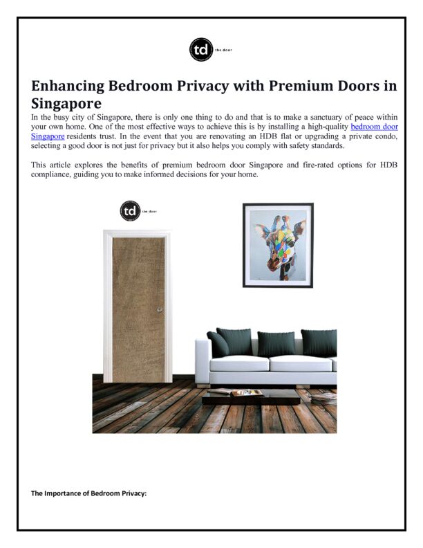 Enhancing Bedroom Privacy with Premium Doors in Singapore - The Door