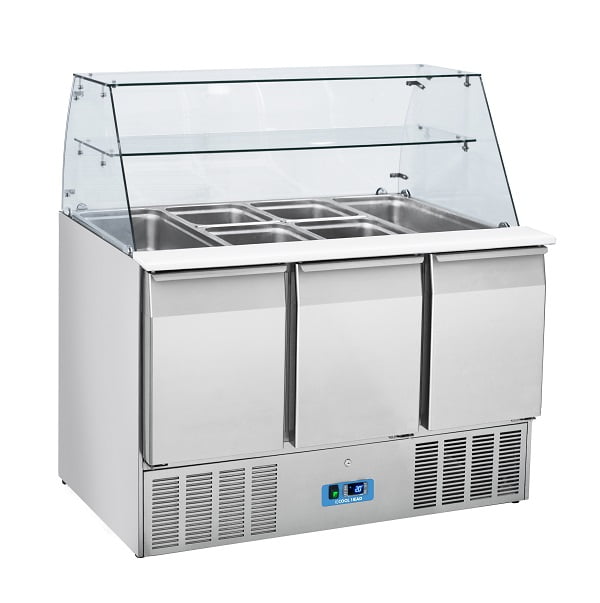 Saladette 3 Dører med Glassoverbygg | Gastroline