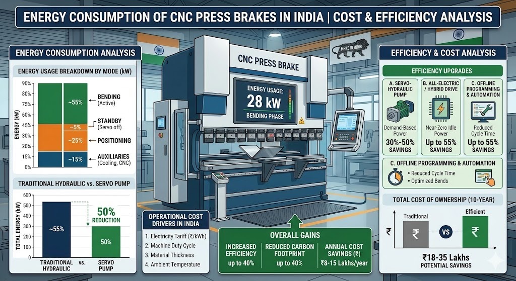 Energy Consumption of CNC Press Brakes in India | Cost & Efficiency Analysis
