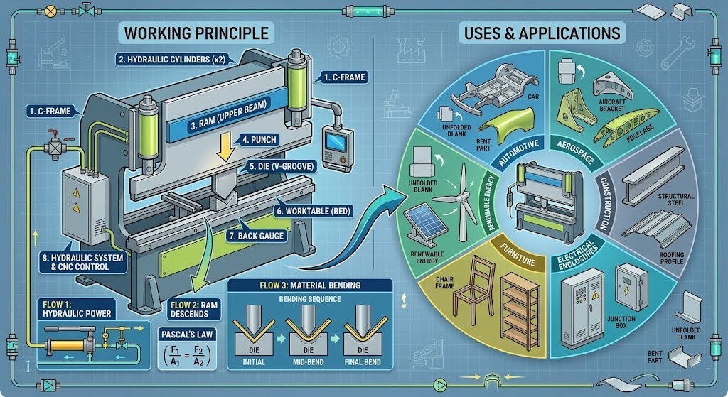 Hydraulic Press Brake Machine Working Principle and Uses