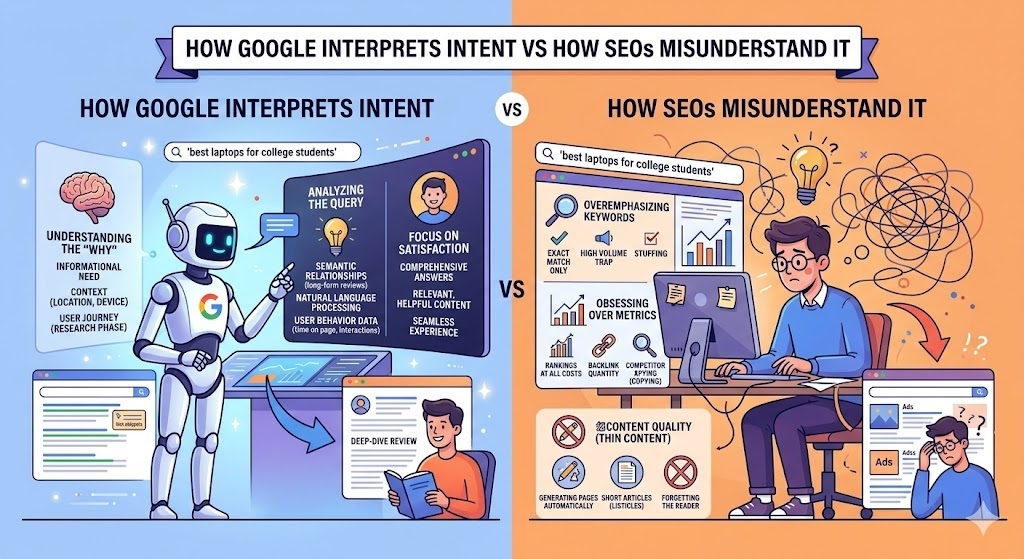 How Google interprets intent vs how SEOs misunderstand it